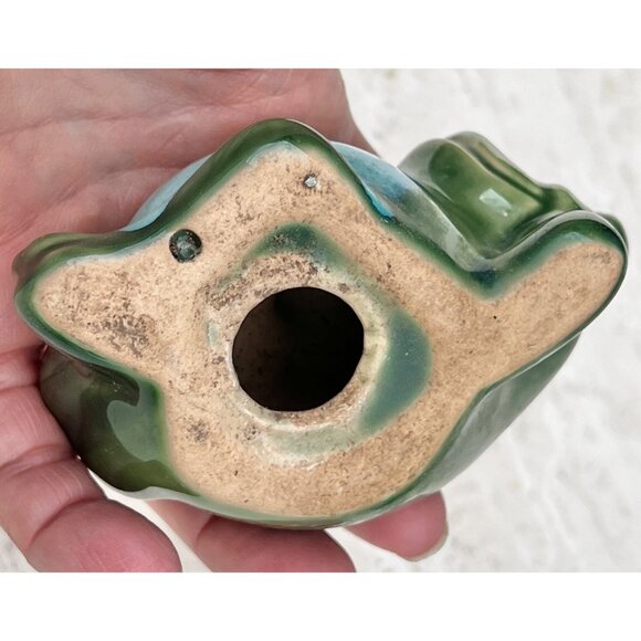 Vintage Ceramic Green Frog Figurines Set Of 2 Hand-Painted Glossy Finish - Picture 10 of 12